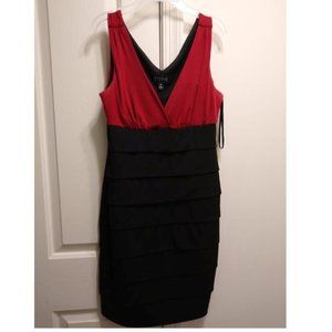 Enfocus Women's Sleeveless Red and Black Pencil Dress US 8